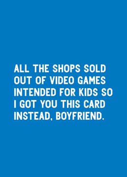 New PS5? Ha, I don't think so! If he's into gaming and being a massive cliche, tease your boyfriend with this funny Christmas Birthday card by Scribbler.