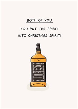 Send this punny Christmas card to a fabulous, whiskey-drinking couple! Designed by Scribbler.