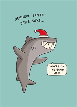 Wish your shark loving nephew a totally jaw-some Christmas with this funny Scribbler card.