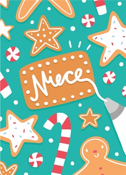 Make sure her festive season's sweet with this lovely Christmas cookie themed card, freshly baked for your niece by Scribbler.