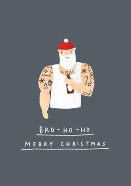 He's not just your brother - he's a total bro! Make him laugh with this cool, tatted Santa design that perfectly captures his vibe. Christmas card by Scribbler.