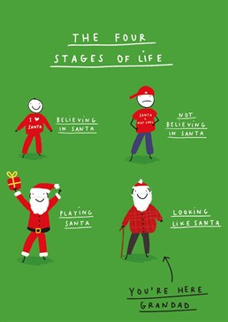 For a grandad who's the spitting image of Santa, make him ho ho ho with this seriously relatable Christmas card by Scribbler.