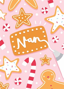 Make sure her festive season's sweet with this lovely Christmas cookie themed card, freshly baked for your nan by Scribbler.