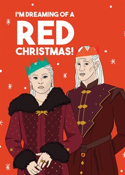 If they're still not over House Of The Dragon, send power couple Daemon &amp; Rhaenyra to bring the fire to their Christmas celebrations. Designed by Scribbler.