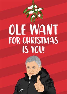 A cute, punny Christmas card, perfect for your Manchester United supporting boyfriend, partner or husband!