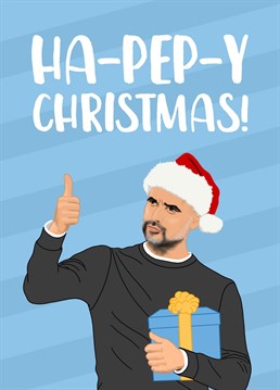 A festive football Christmas card, perfect for your Manchester City supporting friend, brother or Dad!