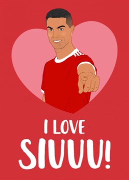 This funny, Cristiano Ronaldo inspired Valentine's Day card is perfect for your other half!  If they support Manchester United or simply love the legend that is Cristiano Ronaldo, then this is the card for them!  Designed by The Cake Thief