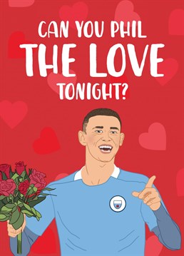 A funny, football inspired Valentine's Day card, perfect for Manchester city supporters or Phil Foden fans!  You'll be top of the table with this card if you're girlfriend loves Phil Foden, or if your boyfriend or husband is a long standing Man City supporter!  Designed by The Cake Thief