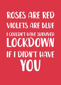 Lockdown buddies for life! Send this cute Valentine's card to the one who's kept you sane - there's no one else you'd rather isolate with! Designed by The Cake Thief.