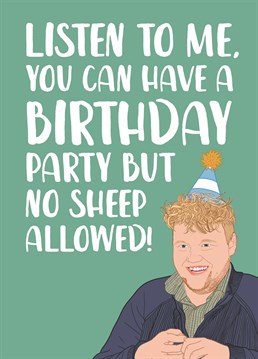 A birthday card perfect for fans of the hit TV show 'Clarkson's Farm' and the sheep hating legend that is Kaleb Cooper.