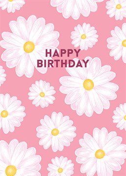 Say Happy Birthday with this cute yet elegant greeting card, featuring illustrated daisies by CoconuTacha.