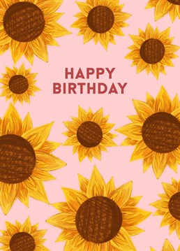 Wish your loved one a happy birthday with this cute, illustrated greeting card featuring sunflowers designed by CoconuTacha.