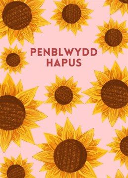 Wish your loved ones a 'Penbwlydd Hapus' with this gorgeous, illustrated sunflower card. Perfect for those late summer and autumn birthdays!