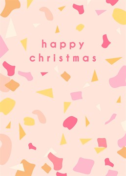 Wish your loved ones a very happy Christmas with this terrazzo styled greeting card by CoconuTacha. Perfect for those who prefer a more subtle themed Christmas.