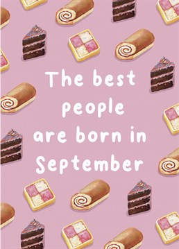 Send some birthday wishes with this September themed birthday cake card!