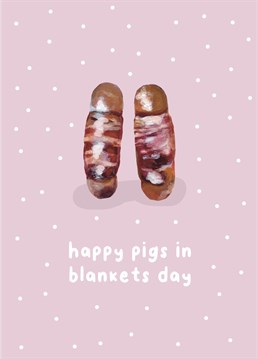 Show some love with this cute pigs in blankets card!