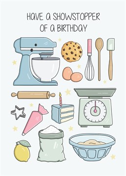 Wish someone who loves baking a happy birthday with this cute, colourful card. Designed by Creaternet.