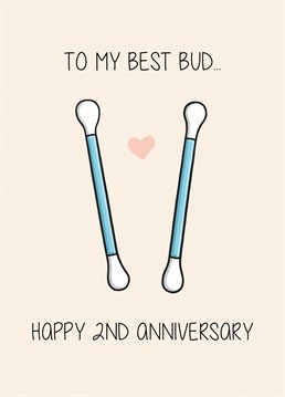 Wish a loved one a Happy 2nd Wedding Anniversary with this funny, colourful card. Designed by Creaternet.