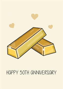 Wish a loved one a Happy 50th Wedding Anniversary with this funny, colourful card. Designed by Creaternet.