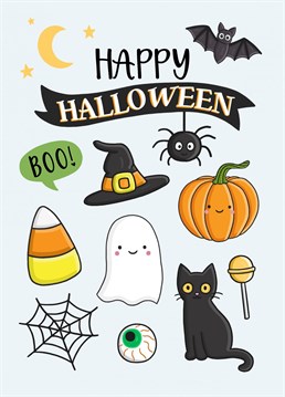 Wish a loved one a Happy Halloween with this cute, colourful card. Designed by Creaternet.