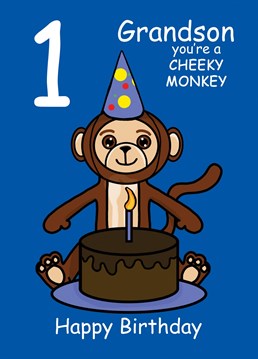Send your Grandson who is turning one, this Cheeky Monkey card to celebrate their 1st Birthday. Designed by Cupsie's Creations.