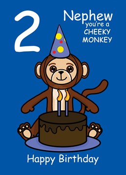 Send your Nephew who is turning two, this Cheeky Monkey card to celebrate their 2nd Birthday. Designed by Cupsie's Creations.