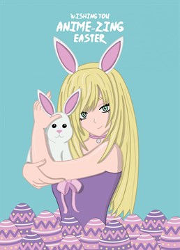 Send this cute Japanese Anime girl holding an Easter Bunny card to your friend or loved one to wish them "anime-zing" Easter. Designed by Cupsie's Creations.
