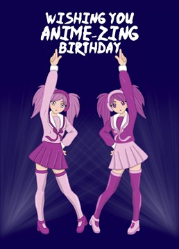 Wish them an Anime-zing birthday with this anime-style party girl birthday card. Designed by Cupsie's Creations.