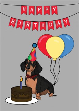 Send a Dog lover this cute Dachshund Birthday Card to celebrate them becoming another year older. Designed by Cupsie's Creations.