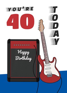 If they love to play their guitar then they'll love this classic red rock guitar 40th birthday card. Designed by Cupsie's Creations.