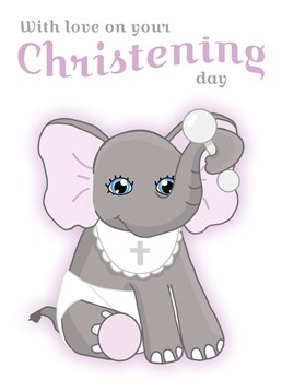 Send this cute elephant holding a rattle in its trunk, to wish love to the baby boy and family on their Christening day. Designed by Cupsie's Creations.