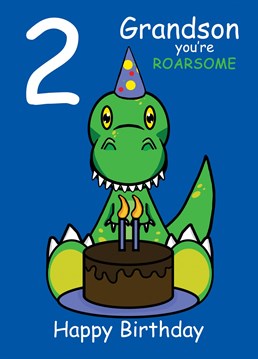 Send your Grandson who is turning two, this ROARSOME Dinosaur card to celebrate their 2nd Birthday. Designed by Cupsie's Creations.
