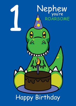 Send your Nephew who is turning one, this ROARSOME Dinosaur card to celebrate their 1st Birthday. Designed by Cupsie's Creations.