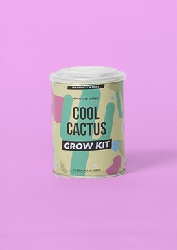 Spike up your life! Birth your own cactus baby Funky tin of compost Packet of assorted cactus seeds Cute gift for plant lovers Not green-fingered by nature? You can do it! Start off easy and fulfill your dreams of being a plant parent with this simple grow your own cactus kit. A cute addition to any home or desk, this tin has everything you need to create life - minus water and sunlight. Simply peel off the seal, plant your seed and watch the magic happen before your eyes! Give this thoughtful gift to please any succulent fan.  New In For Her For Him Most Popular Lockdown Gifts Gifts Secret Santa Stocking Fillers Novelty Gifts Self Care