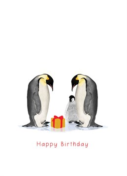 Who doesn't love Penguins and Presents? Celebrate someone's birthday with this Happy Birthday Card by DanHillillustrations.