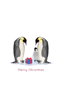 Wish your loved ones a Merry Christmas with this cute family of penguins.