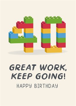 Congratulate someone for making it to 40 with this funny Lego brick inspired Birthday card! Created by Design By Day.
