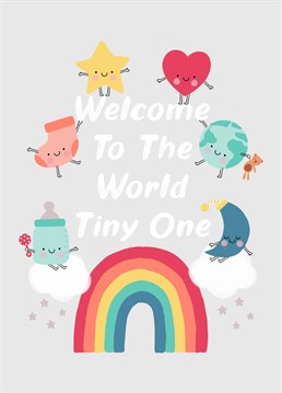 Congratulate and welcome to the world a new little human with this cute unisex new baby card! Created by Design By Day