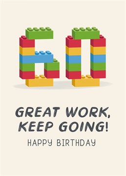 Congratulate someone for making it to 60 with this funny Lego brick inspired Birthday card!