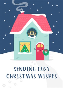 Send family or friends some Christmas Wishes with this cute and cosy festive winter house card!