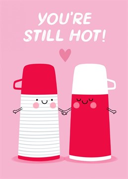 Wish your loved one a Happy Anniversary or Valentine's with this cute and funny thermos flask Card!