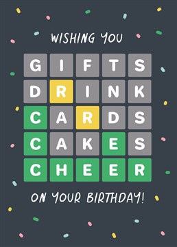 Send some cheerful Birthday wishes with this fun Wordle-inspired card!