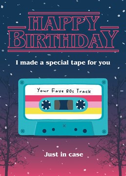 Wish a Stranger Things fan a Happy Birthday with this fun and creepy Upside Down 80s cassette tape card!