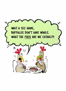 Definitely not the card to give to a vegan... Wish aat-eater a clucking good birthday and give them a chuckle with this Do Something David design.