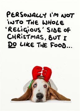 The food is a real fun part of Christmas! Let everyone know how you feel with this cute Christmas card by Do Something David.