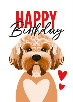 For the dog lover in your life, send them a Birthday card from the one who loves them most! This illustration of a cute Cockapoo is the perfect card from the dog.
