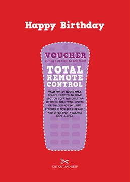 Total control over the remote control? That's the dream! Show your generosity with this all-in-one birthday card and gift, designed by Love Day.