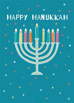 Wish your loved ones a very Happy Hanukkah with this beautifully illustrated menorah greeting card!
