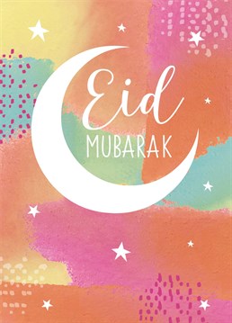 Beautiful Eid Watercolour Moon design to wish your loved ones a Happy Eid!