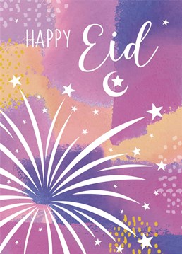 Beautiful Eid Watercolour Fireworks design to wish your loved ones a Happy Eid!